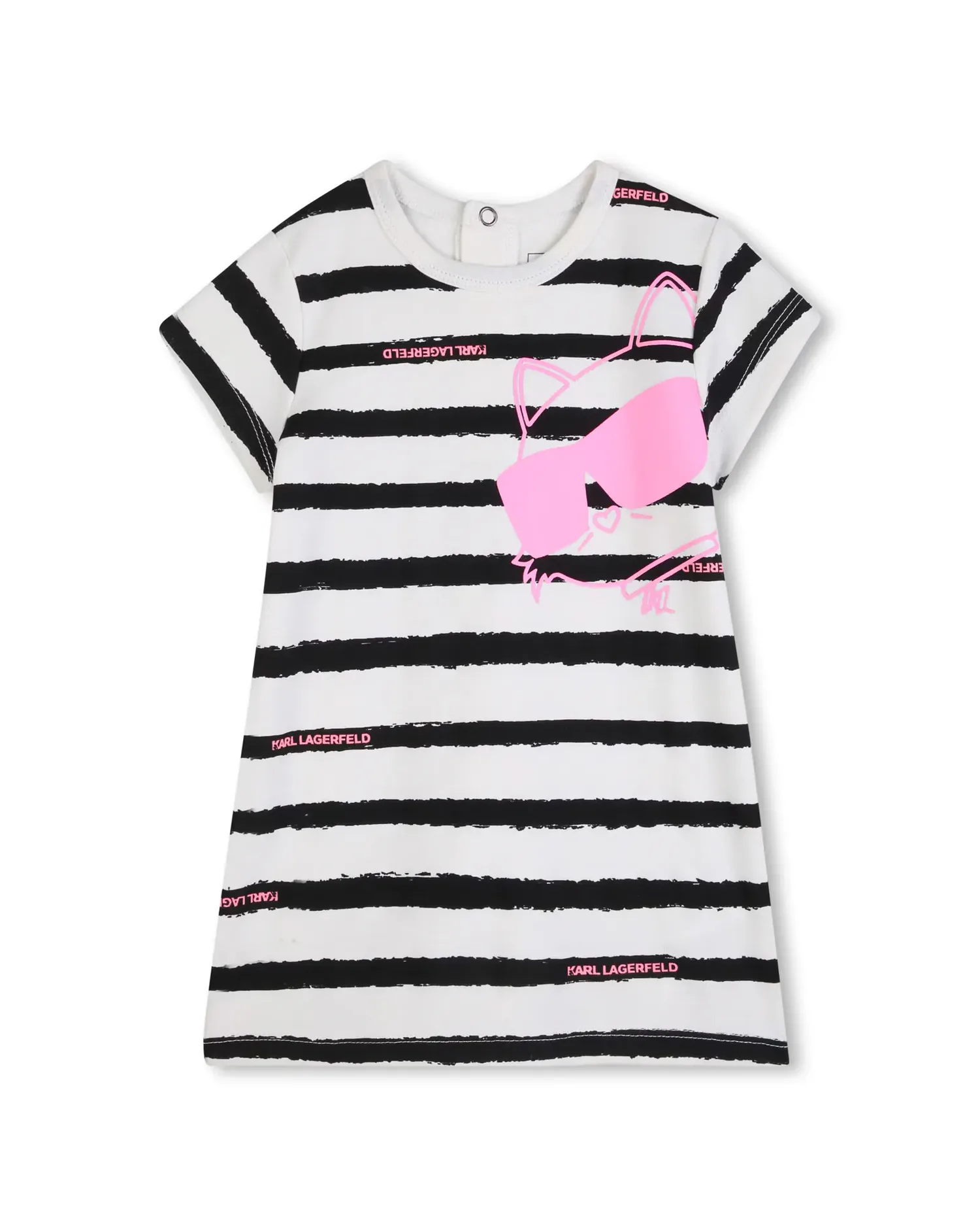 Платье для девочки младенца с коротким рукавом в полоску из хлопка Karl Lagerfeld Kids, Natural