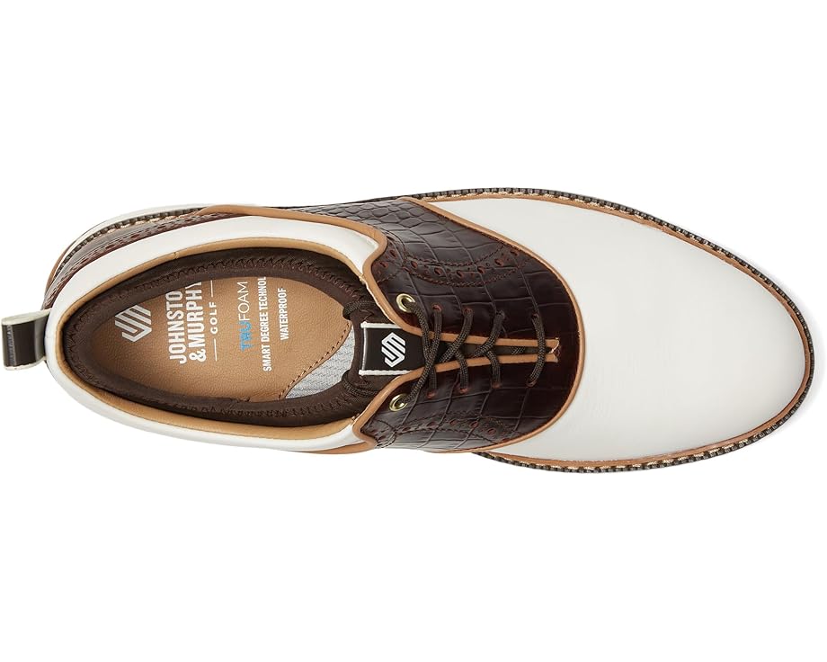 Мужские кроссовки Johnston & Murphy Upton Gl4 Luxe Hybrid, White/Brown Croc Embossed Waterproof Full Grain — фото 2