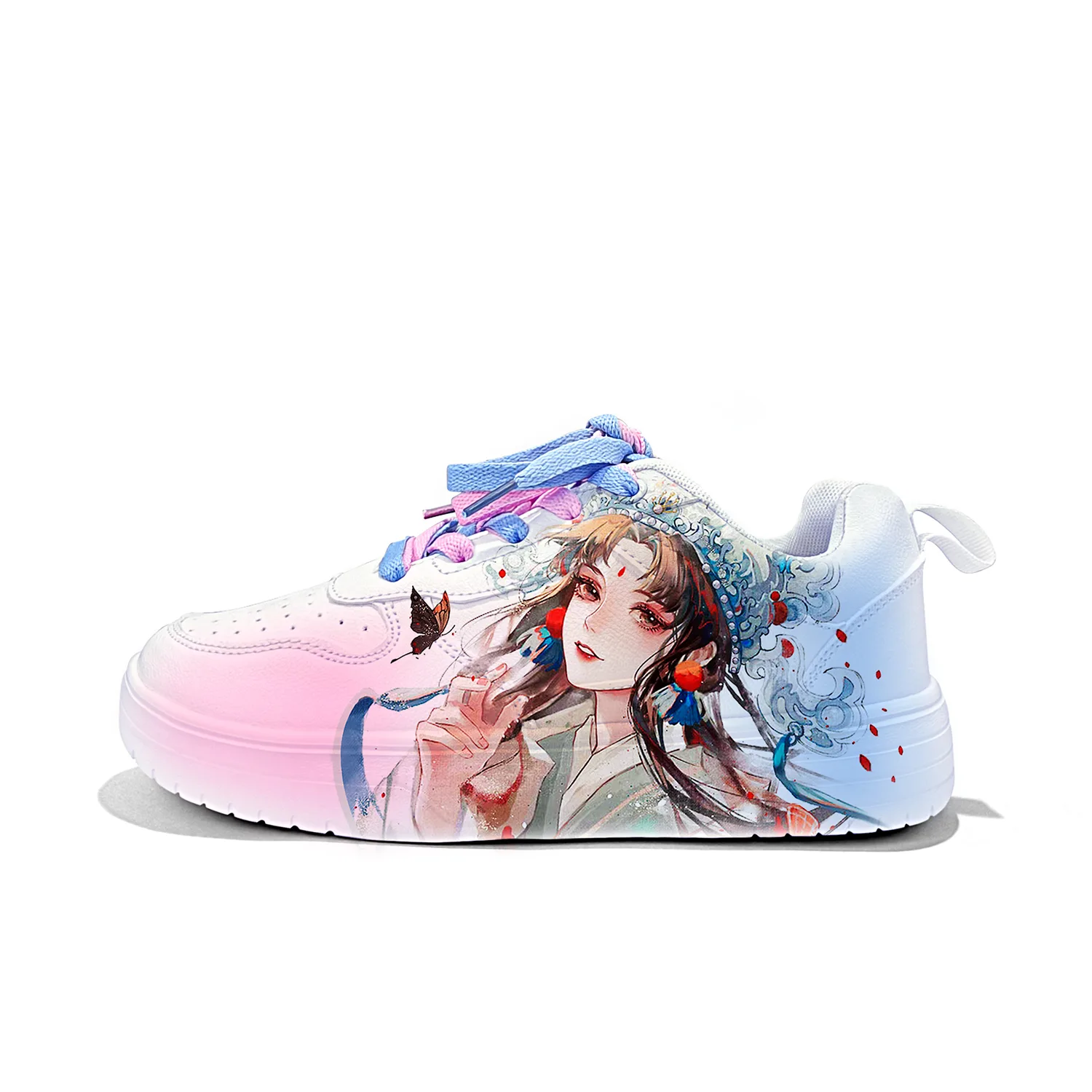Легкие дышащие скейтерские кеды из искусственной кожи унисекс ZUOLENGCHAN, Red Blue-Chinese Fashion Prima Donna-ZLA2022D-FL1