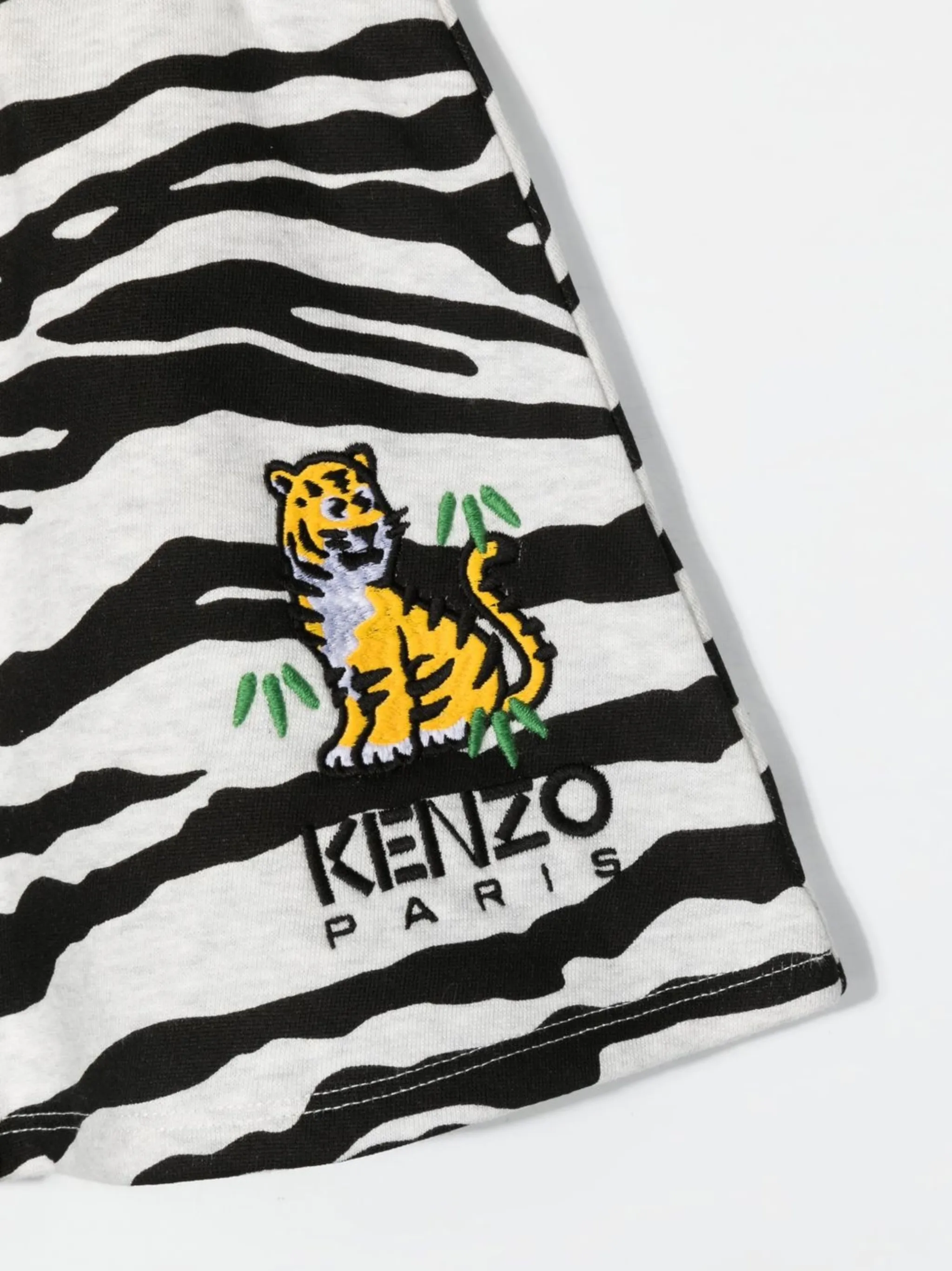 Юбка с вышитым логотипом и зебровым принтом Kenzo Kids, серый — фото 3