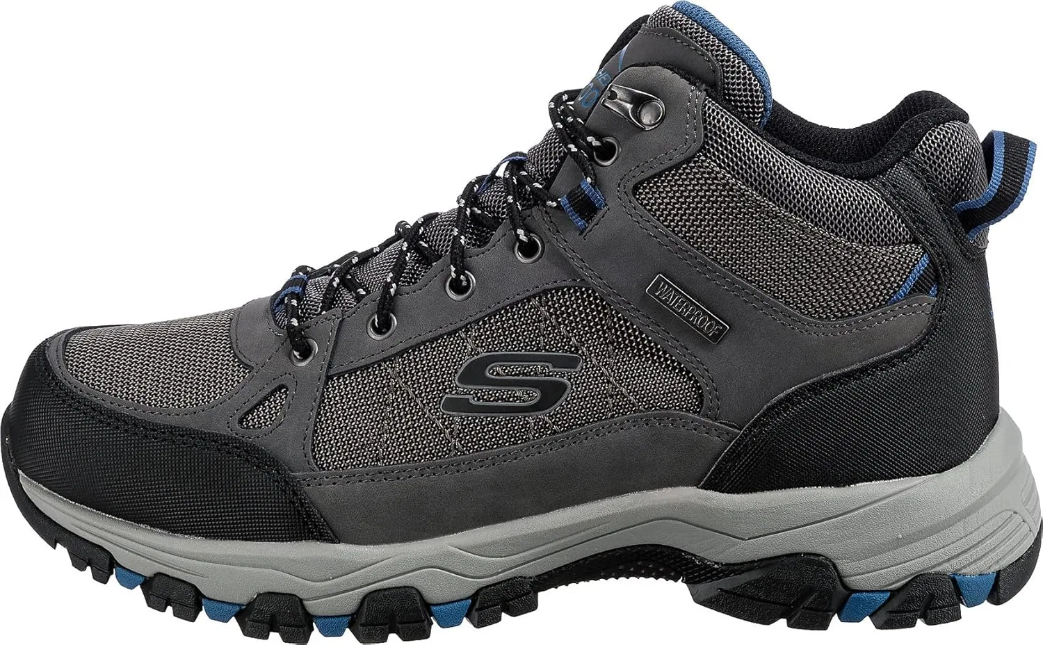 Походные ботинки Skechers Selmen Melano для мужчин, Gray Leather W Synthetic Mesh — фото 2