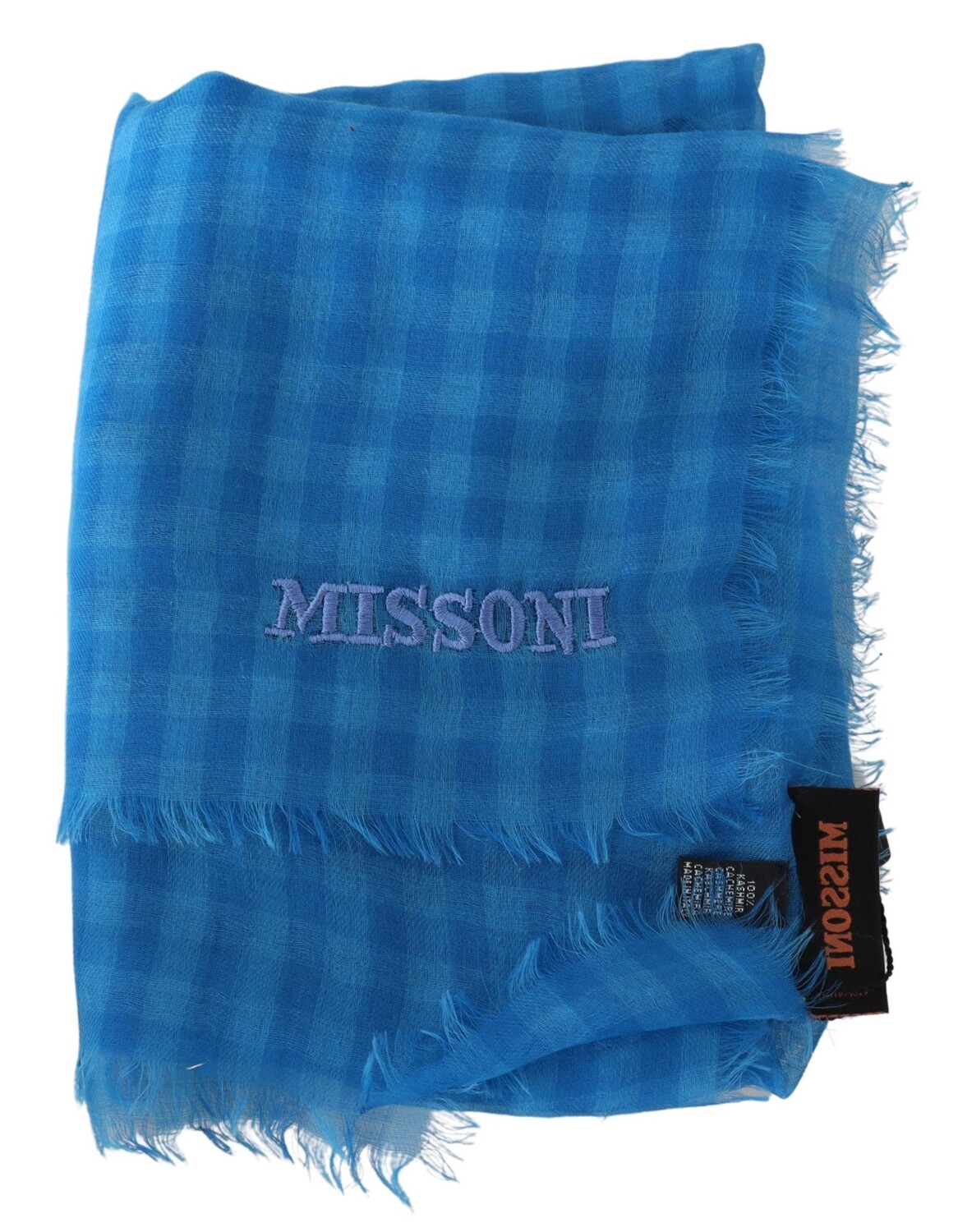 

Мужской шарф унисекс из кашемира в клетку Missoni с бахромой и бахромой, синий
