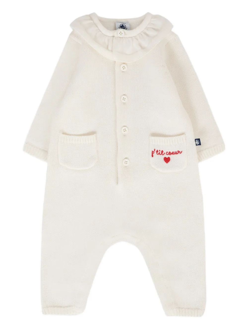 

Вязаный комбинезон с рюшами на воротнике "P´tit Coeur" Petit Bateau, нейтральный