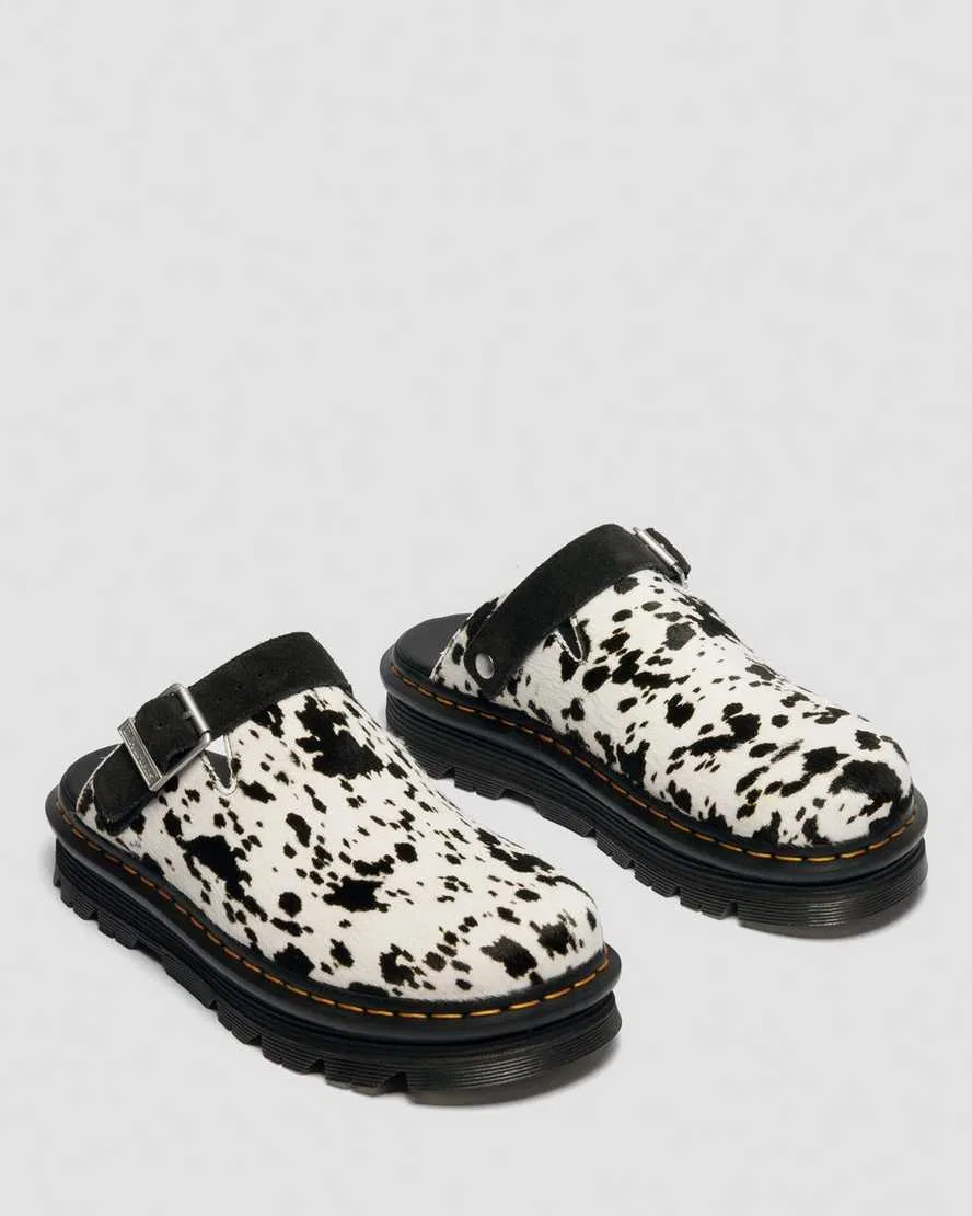 Мюли на платформе из кожи с мехом далматинца Zebzag Dr Martens, Cream — фото 4