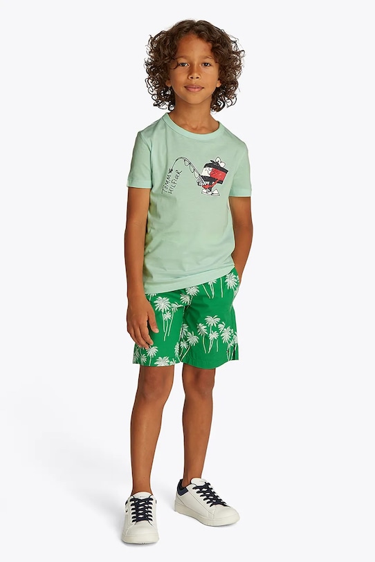 

Детская хлопковая футболка Tommy Hilfiger, зеленый