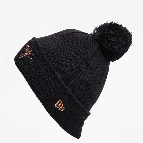 

Шапка kapa wmns nyc script bobble Knit ne blkm New Era