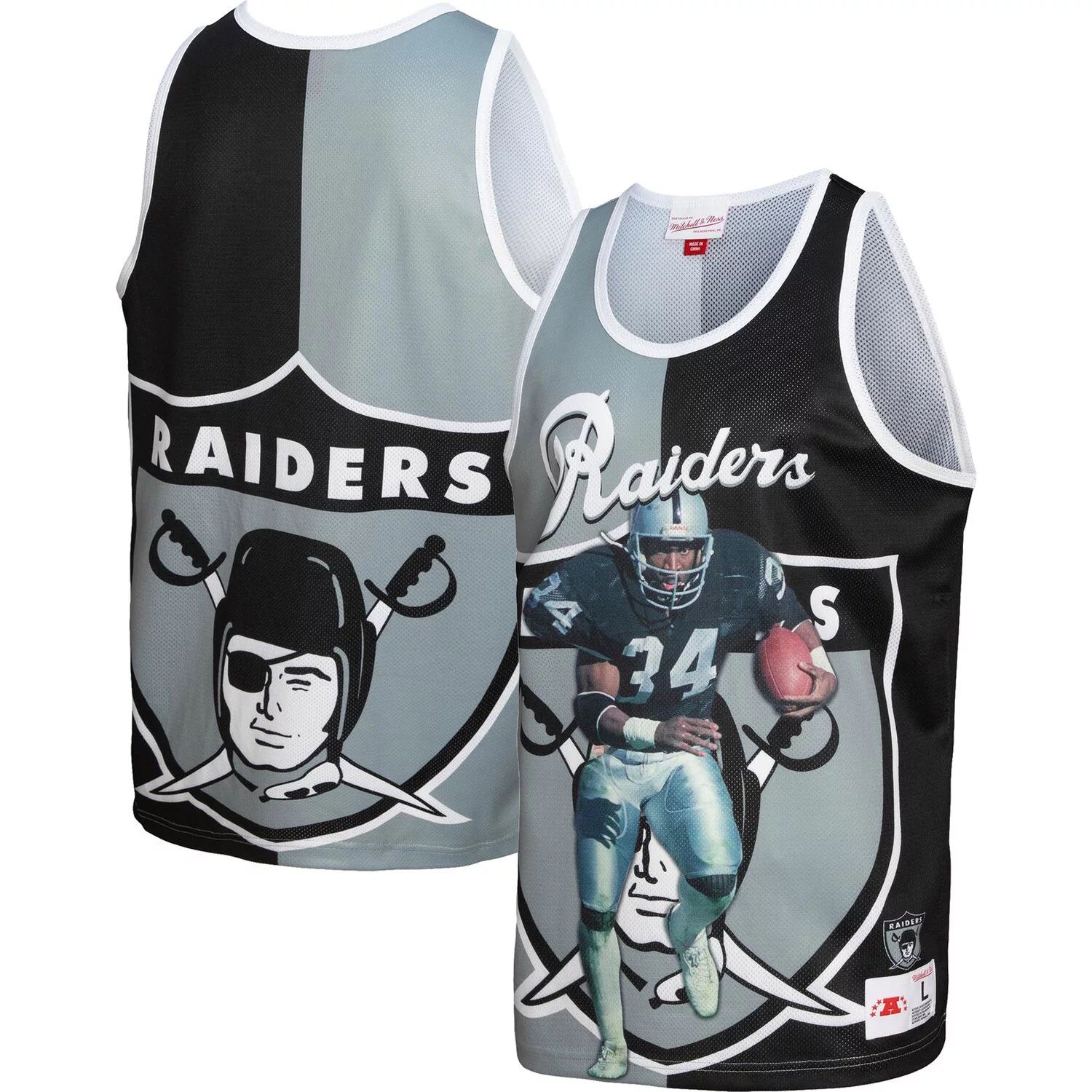 

Мужская майка Mitchell & Ness Bo Jackson черного/серебристого цвета с рисунком Las Vegas Raiders Retired Player