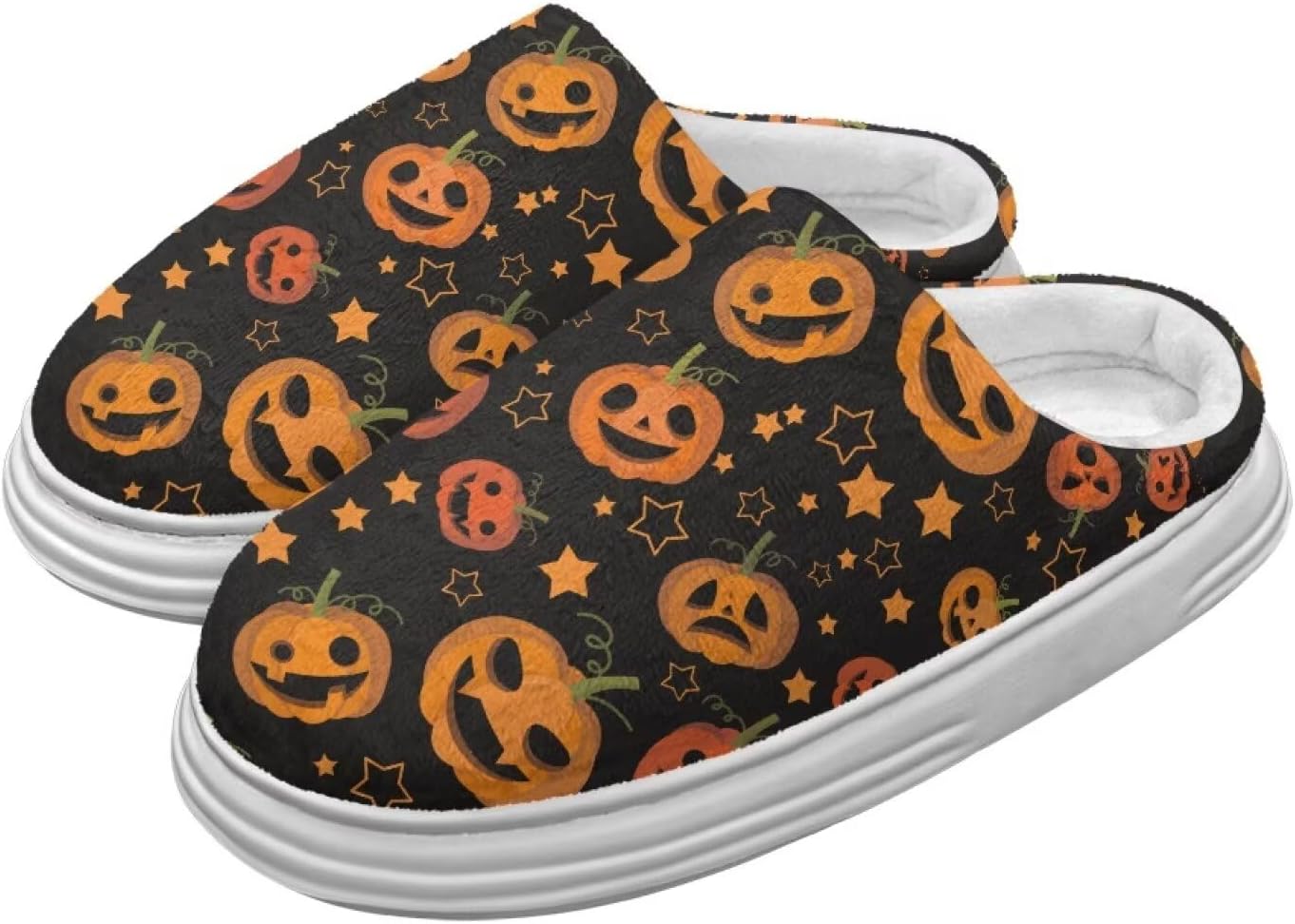 

Милые пушистые домашние тапочки для женщин и мужчин, мягкие плюшевые теплые праздничные тапочки, зимние уютные тапочки для спальни, размеры США 4-10 Chririnla, Ghost Pumpkin