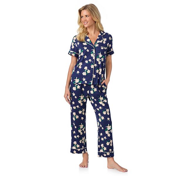 

Женский уютный комплект пижамы с коротким рукавом и вырезом Draper James, Navy Magnolia Buds