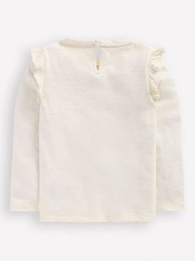 Детский топ с кружевными рукавами из хлопка Mini Boden, Soft Ivory — фото 2