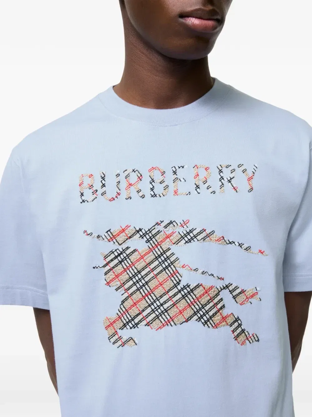 Футболка BURBERRY Knight с декоративной строчкой, синий — фото 3