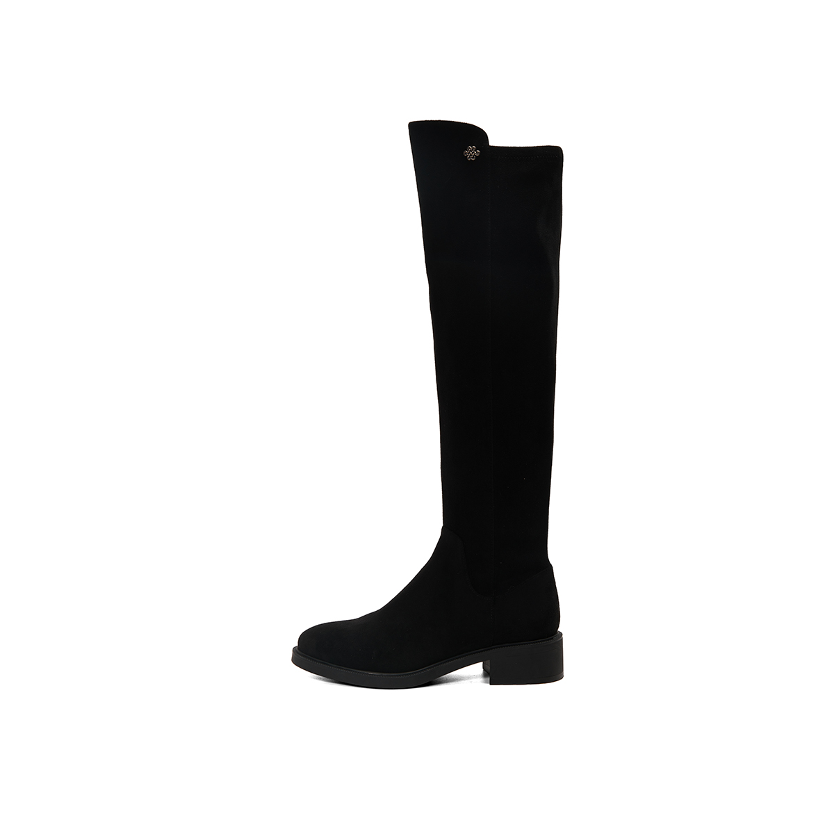 PT'SON Высокие сапоги женские черные из черной коровьей кожи на меху, цвет Black Cow Leather Fleece-Lined