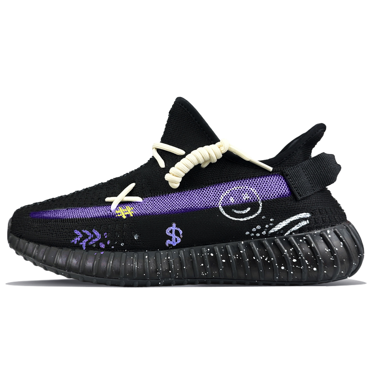 

Adidas Originals Изи Буст 350 В2 противоскользящие низкие кеды унисекс черно-фиолетовые, цвет Black Purple