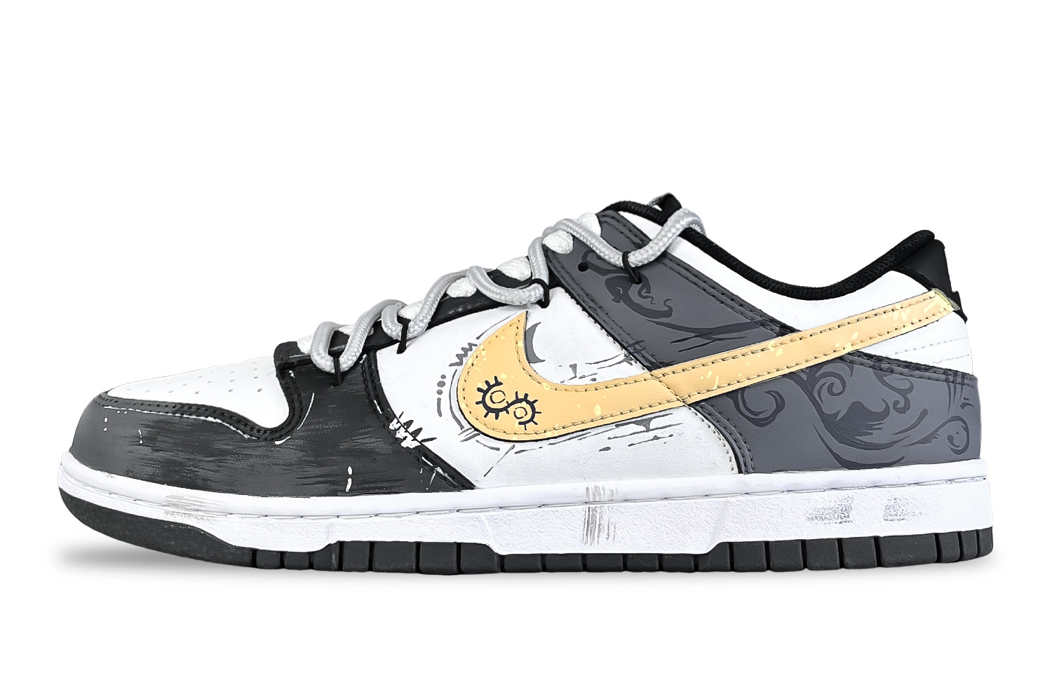

Nike Dunk Low Fairyland, износостойкие низкие скейтбордные кроссовки Mechanism, унисекс, черный, серый, желтые