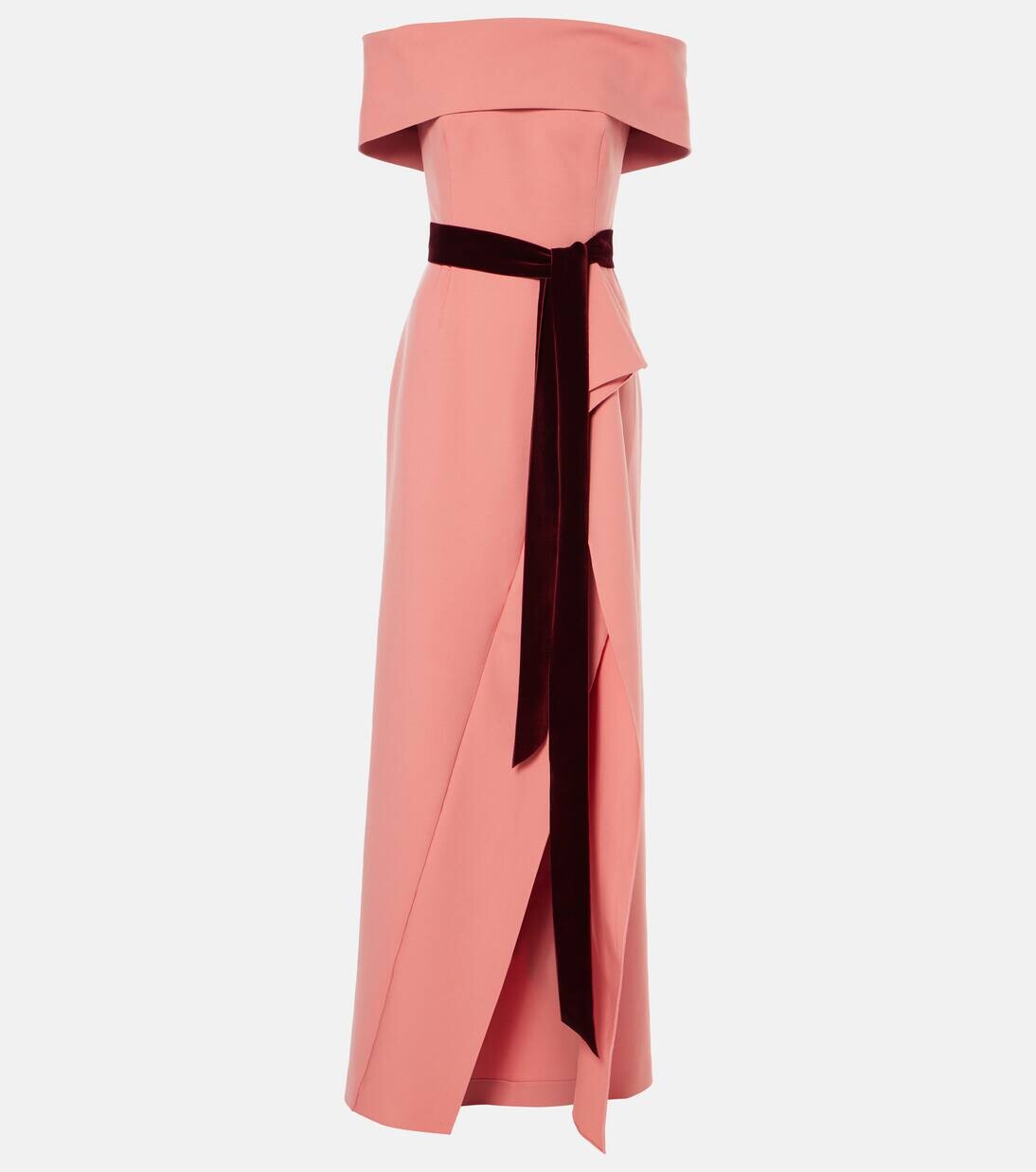 

Платье из смесовой шерсти с открытыми плечами Oscar De La Renta, цвет rouge