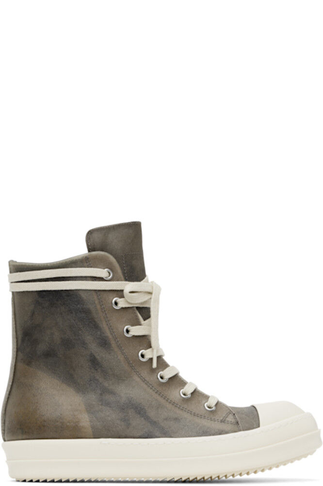 

Серые голливудские кожаные кроссовки Rick Owens