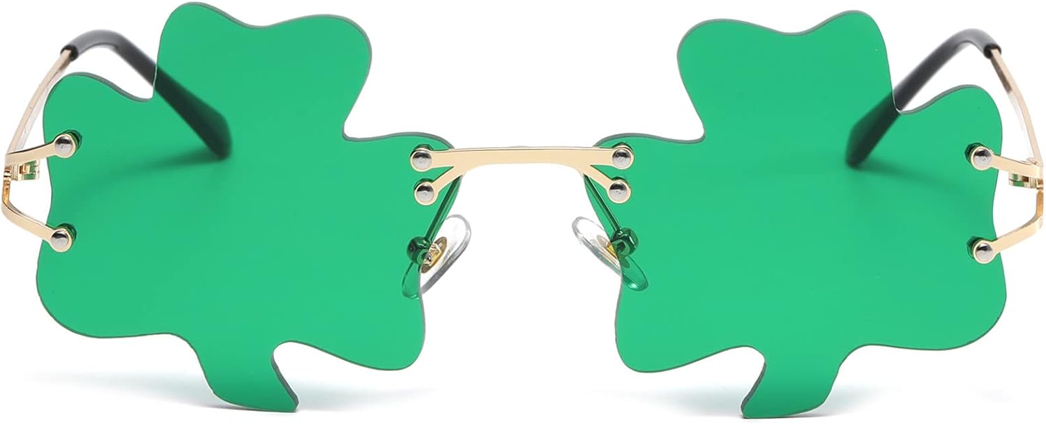 

Солнцезащитные очки LASPOR Fire Flame для женщин и мужчин, ретро-очки без оправы в форме волны, винтажные очки в форме огня, золотистая металлическая оправа, Shamrock Dark Green