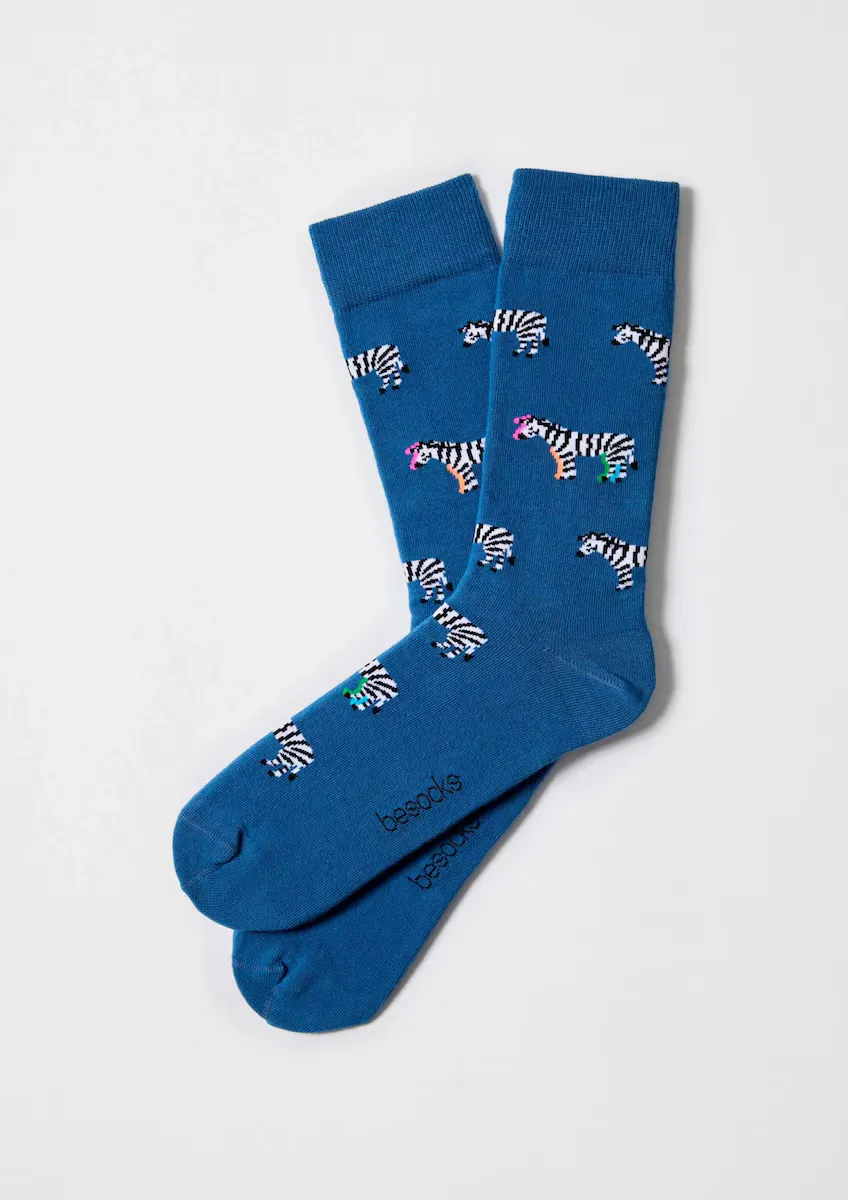 

Унисекс синие высокие носки из органического хлопка Besocks, синий