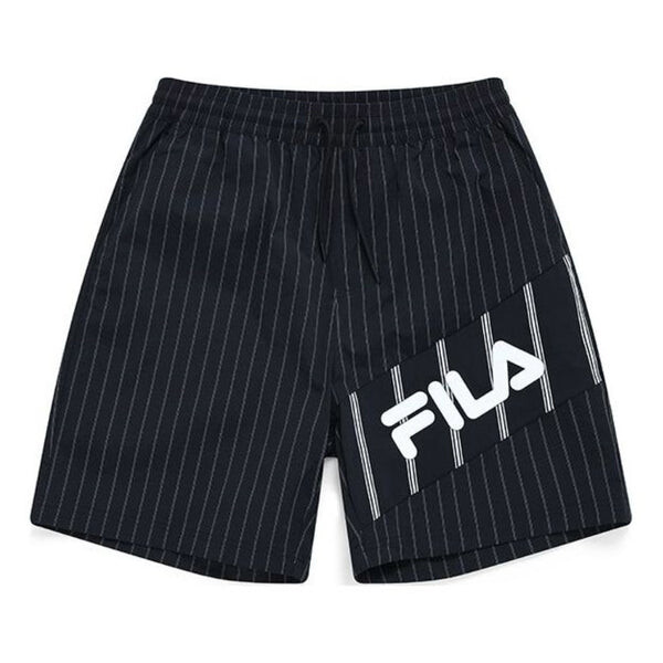 

Шорты striped patch logo loose fit woven shorts 'black white' Fila Fusion, черный