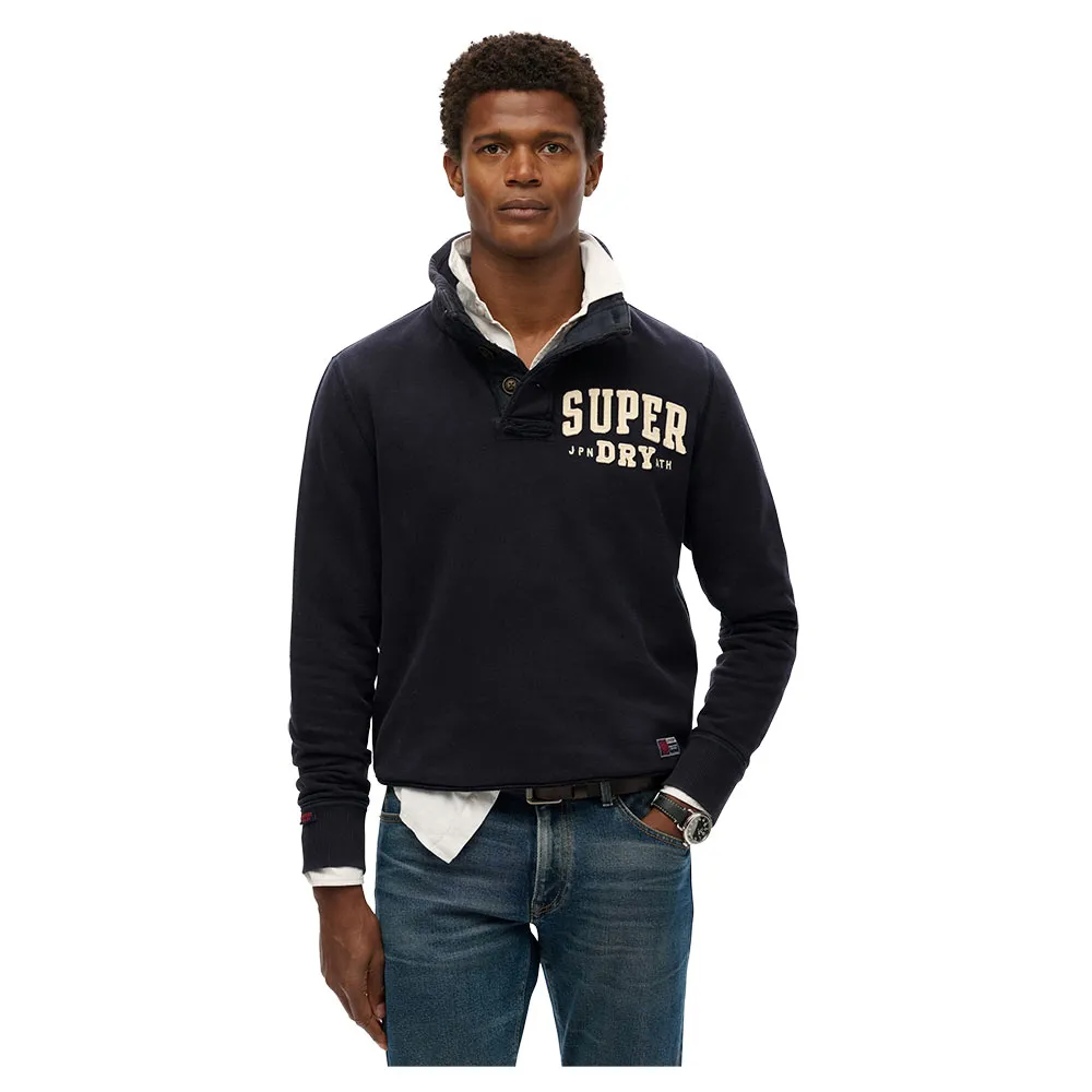 

Толстовка Superdry Vintage Athletic Half Button, черный