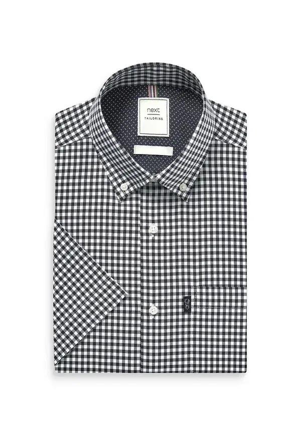 Рубашка оксфорд Next, Easy iron button down oxford shirt, темно-синяя/белая клетка — фото 3