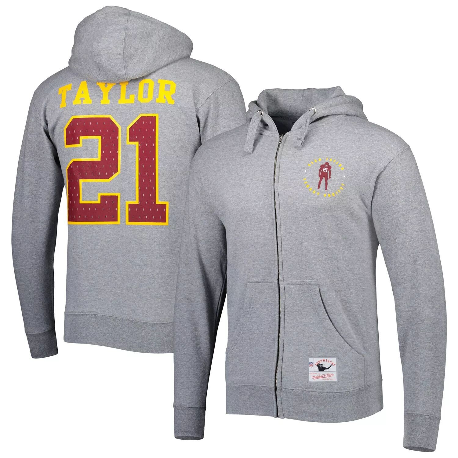 

Мужская серая куртка с капюшоном на молнии Mitchell & Ness Washington Commanders Sean Taylor Legacy Project, Серый, Мужская серая куртка с капюшоном на молнии Mitchell & Ness Washington Commanders Sean Taylor Legacy Project