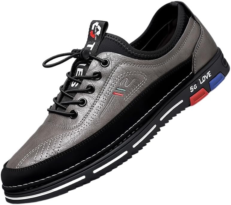 

Мужские кроссовки из искусственной кожи без шнурков - повседневная обувь для прогулок - удобные и легко чистятся Hhhchpm, серый