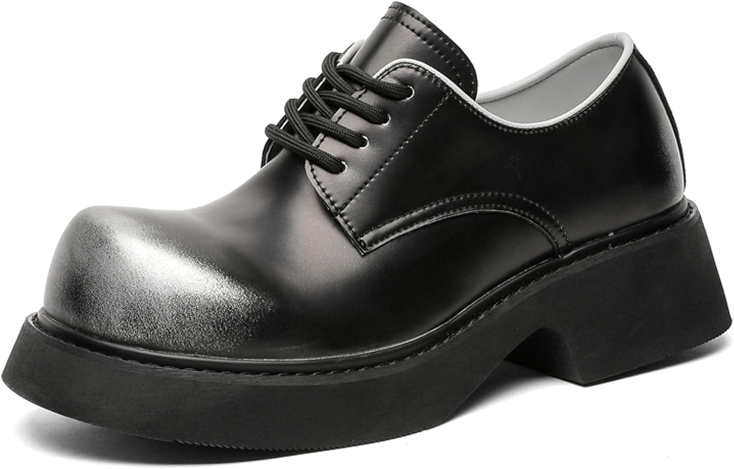 

Мужские туфли на платформе с шнуровкой и противоскользящей толстой подошвой для деловой, рабочей и повседневной носки, а также для вечеринок, танцев и официальных мероприятий, оксфорды дерби Generic, серебро