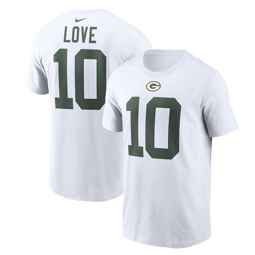 

Мужская футболка Nike Jordan Love White Green Bay Packers с именем и номером игрока, цвет Pkr White