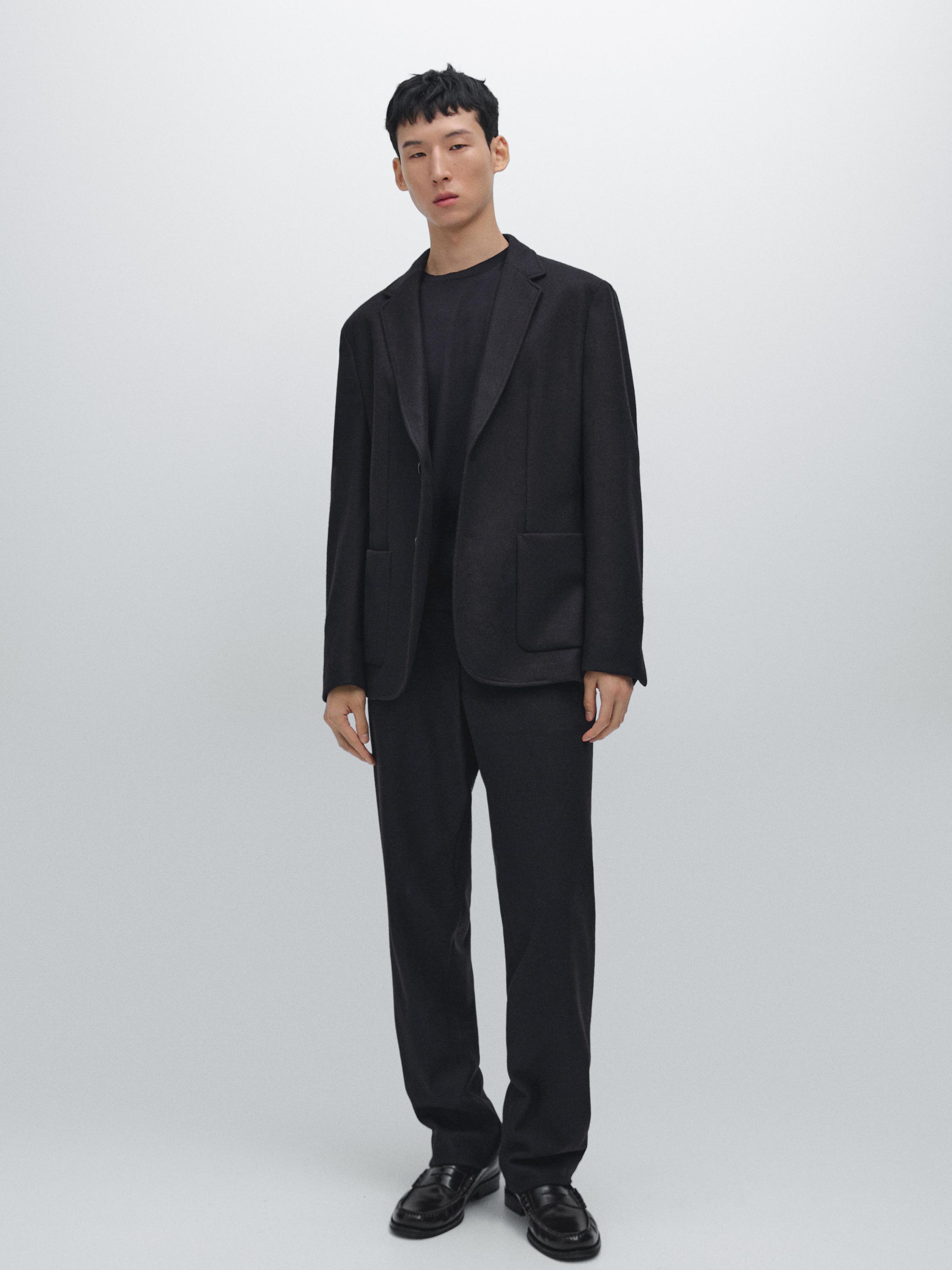 

Брюки из смесовой шерсти Massimo Dutti, темно-синий