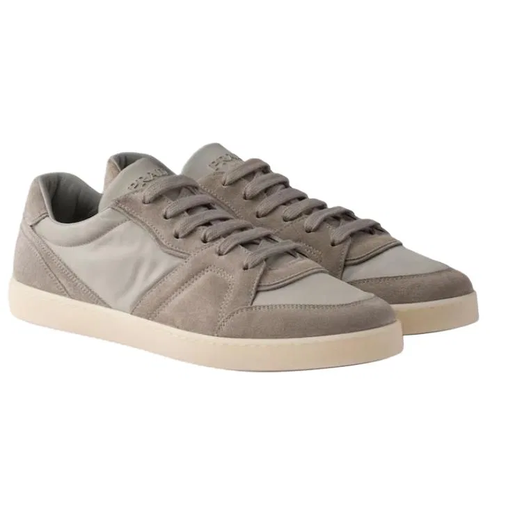Кеды PRADA Re-Nylon Suede Low Top серые — фото 4