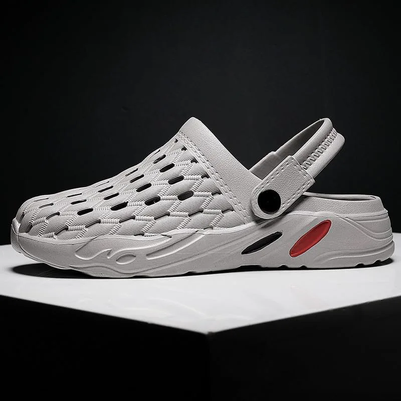 

Мужские сабо-сандалии для сада, легкие водонепроницаемые тапочки с противоскользящей подошвой, уличная обувь для прогулок DHOVOR, серый