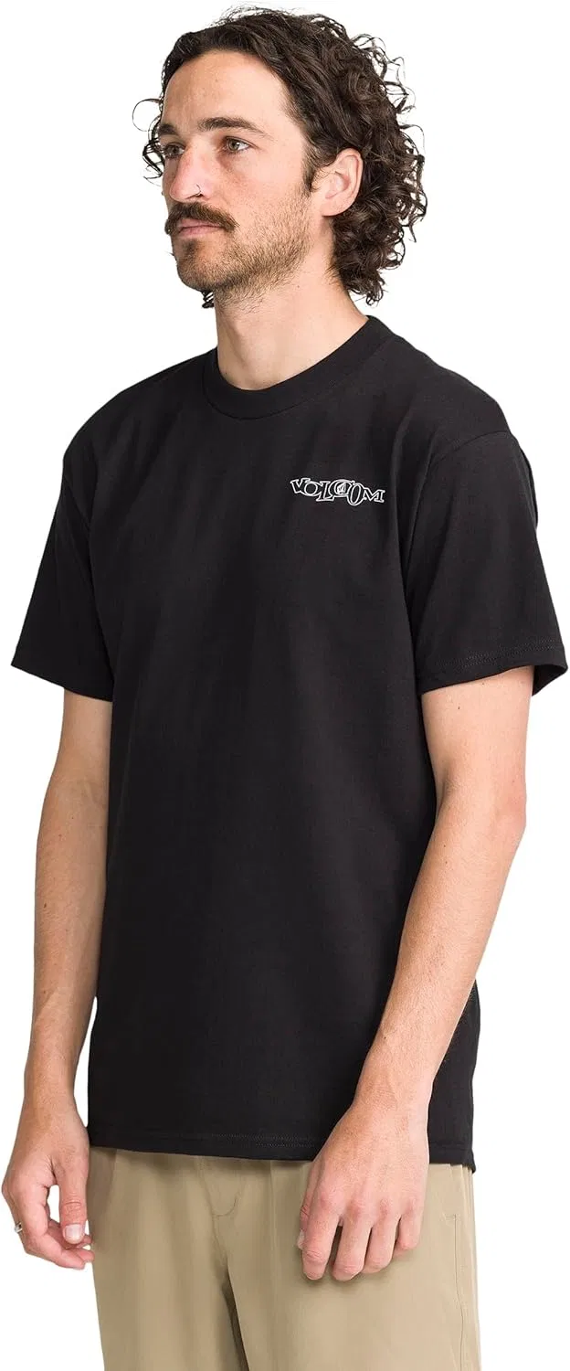Мужская футболка с коротким рукавом Volcom, спортивная одежда для активного отдыха, черный — фото 4