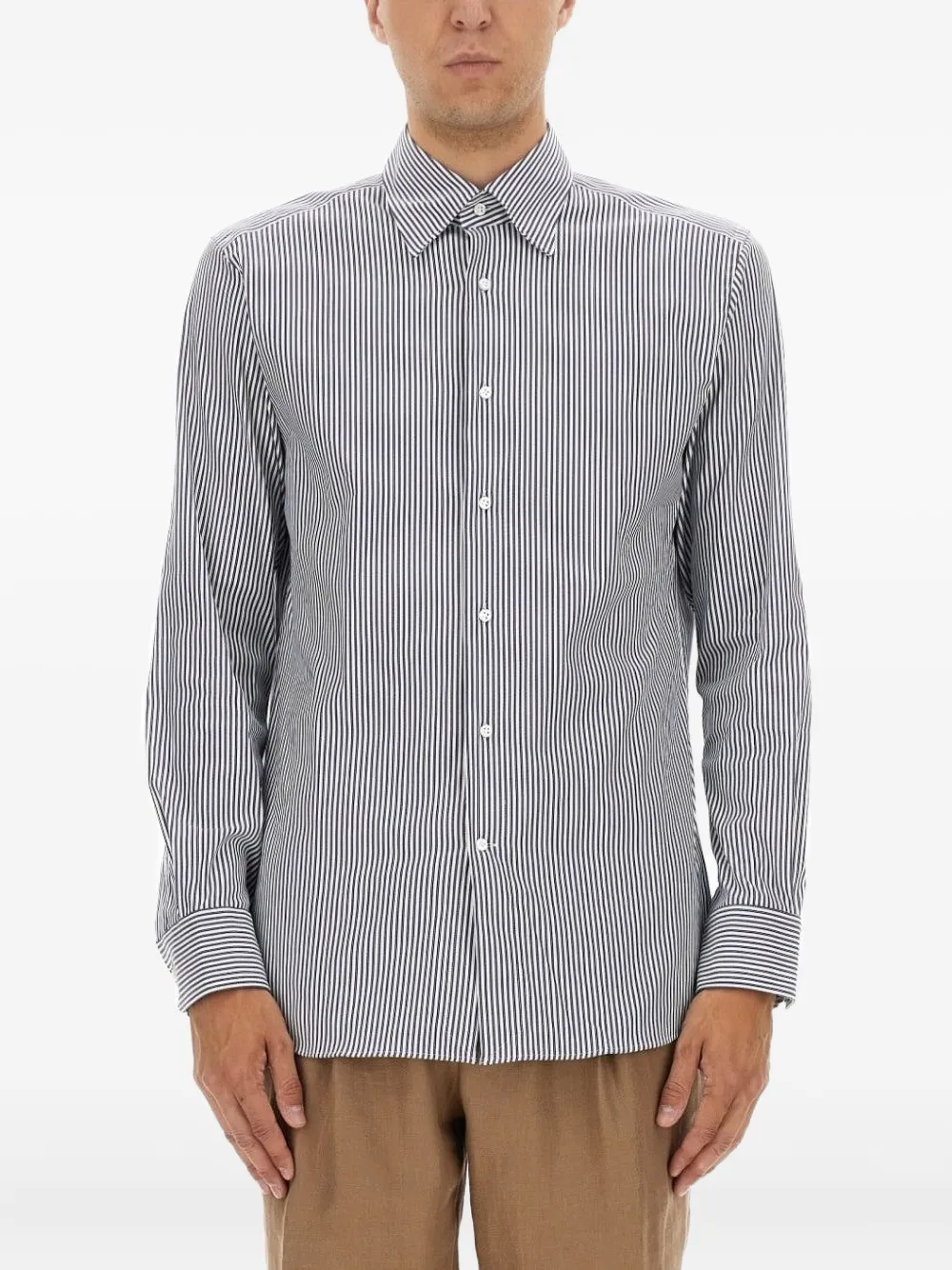 

Рубашка в полоску из шерсти Boss, белый