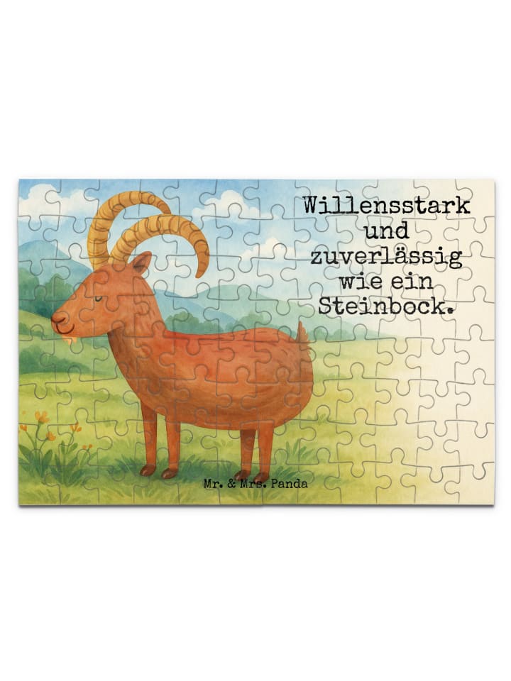 

Mr. & Mrs. Panda Дизайн головоломки со знаком зодиака Козерог и надписью белого цвета