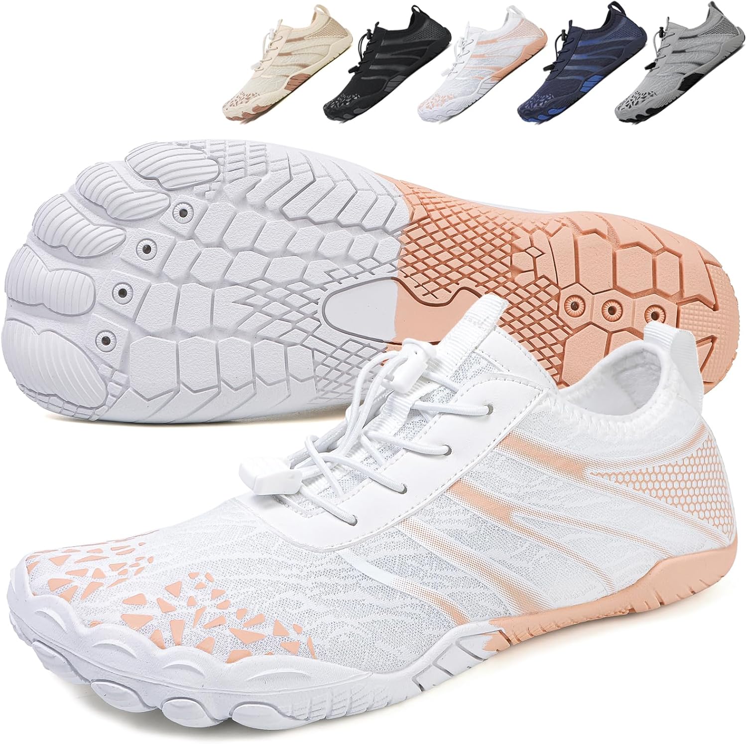 

Ботинки для походов для женщин и мужчин, унисекс водонепроницаемые босоножки, дышащие, противоскользящие походные туфли для занятий спортом, с широкой носочной частью, для походов, прогулок, бега, йоги и водных видов спорта Xianfengniao, белый