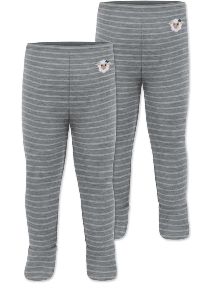 

Normani Outdoor Sports Комплект из двух детских штанишек из мериносовой шерсти с закрытыми ступнями, серые в полоску