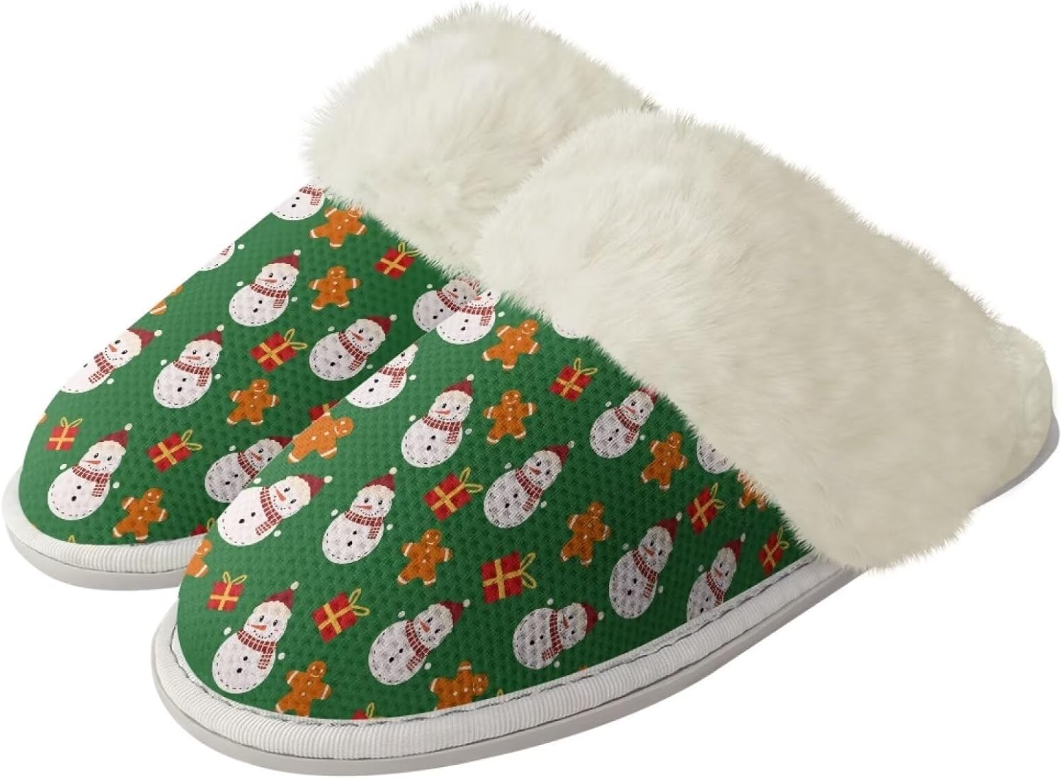 

Тапочки Srengjodk из фланелевой хлопковой ткани с меховой окантовкой, домашние тапочки без задника, тапочки для женщин и мужчин, размер 36-47, зеленый