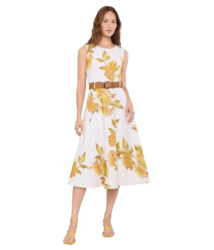 Платье миди с цветочным принтом Calvin Klein, Cream Multi