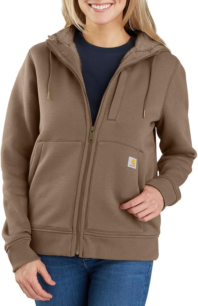 

Женская толстовка Carhartt свободного кроя средней толщины с подкладкой из шерпы и молнией по всей длине, Flaxseed