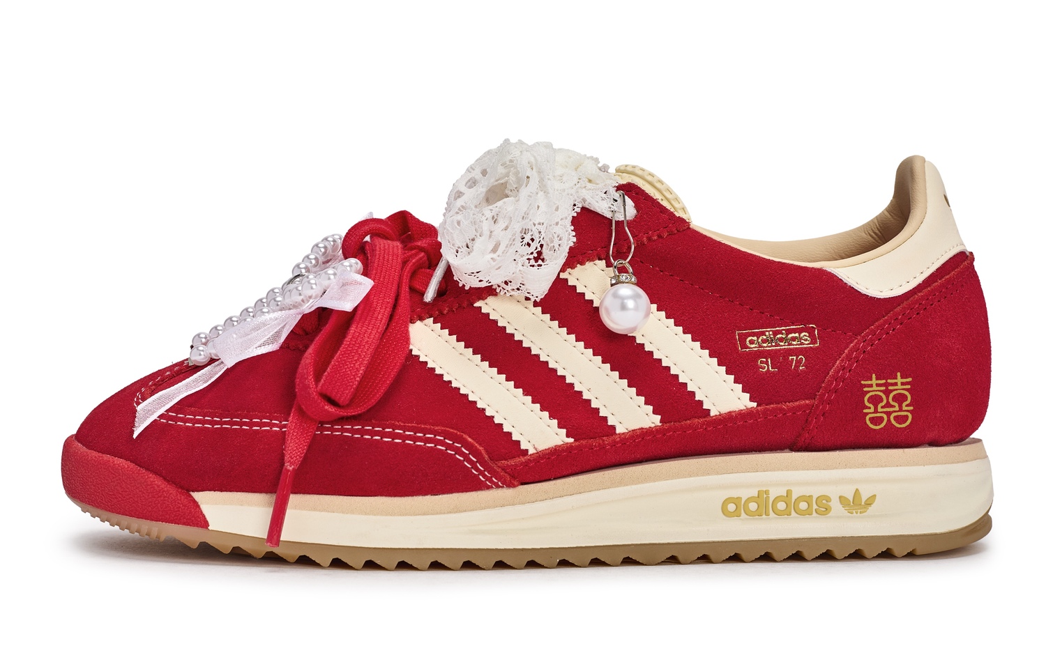 

Adidas Originals SL72 RS кроссовки низкие для бега унисекс красные белые золотые