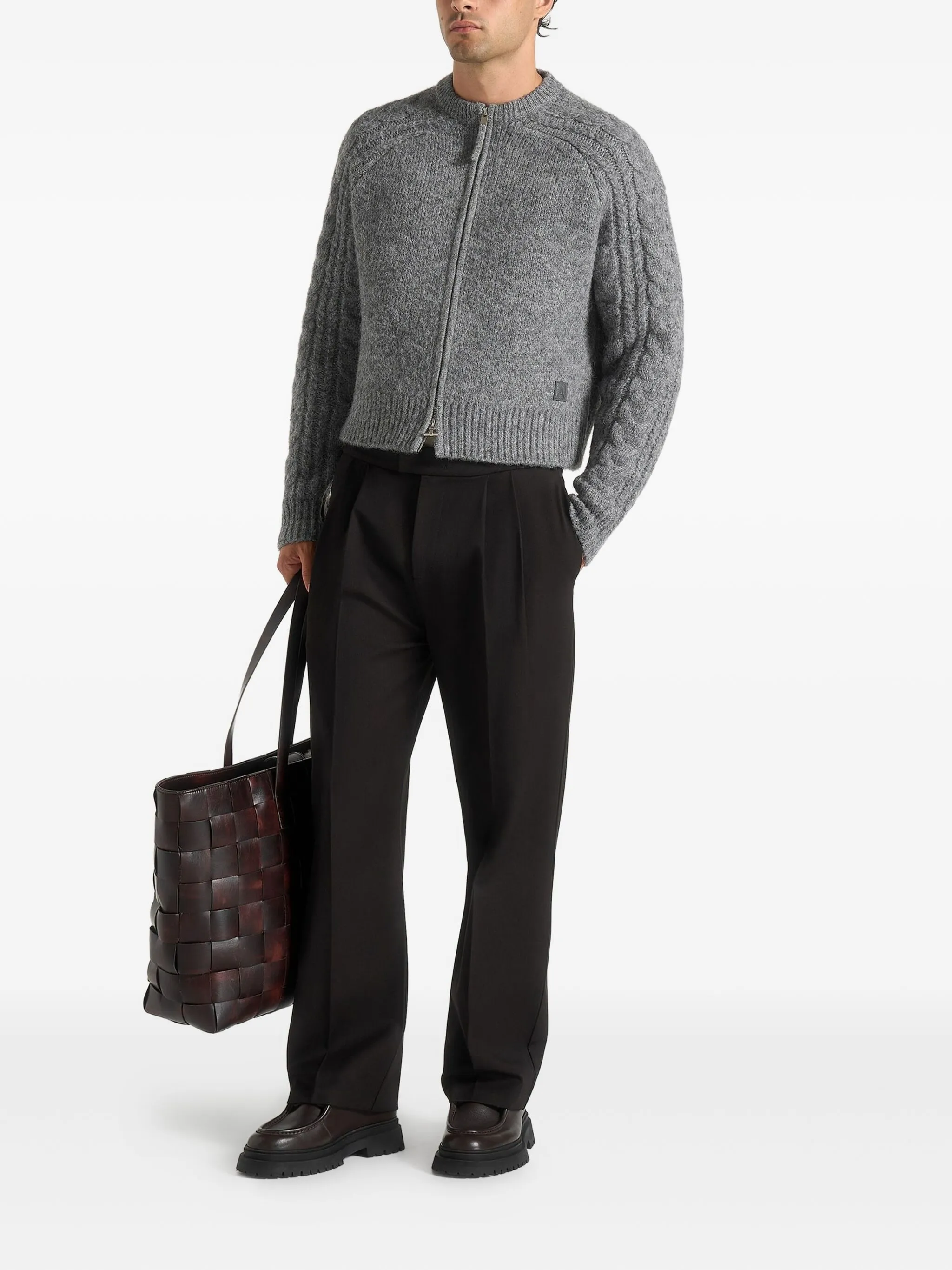 

Кардиган фактурной вязки на молнии Manière De Voir, серый