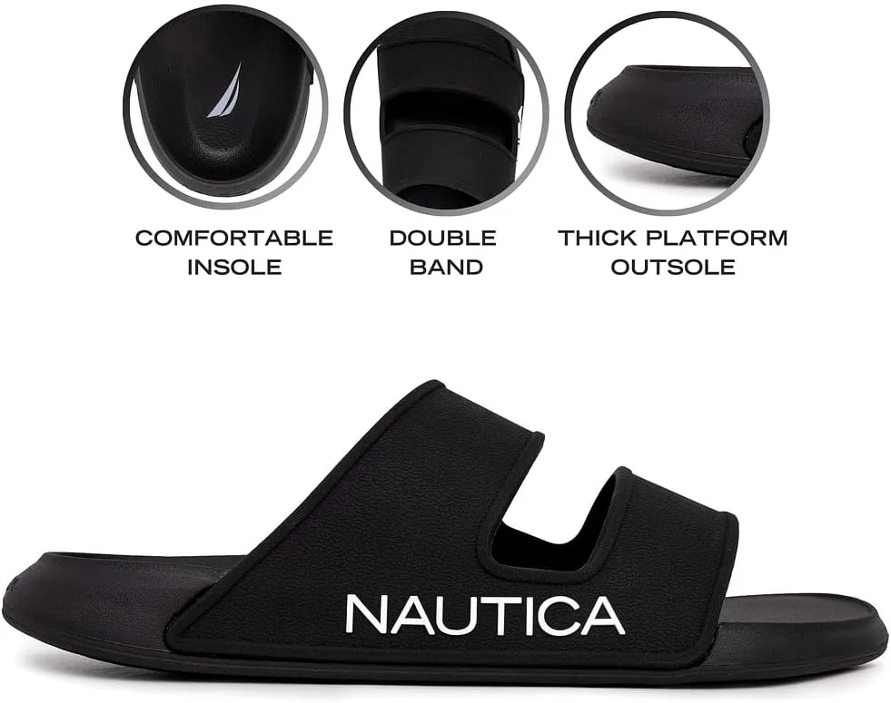 

Мужские шлепанцы Nautica для спорта и душа, атлетические сандалии для дома и улицы с двойной поддержкой свода стопы - легкие, прочные и удобные, белый