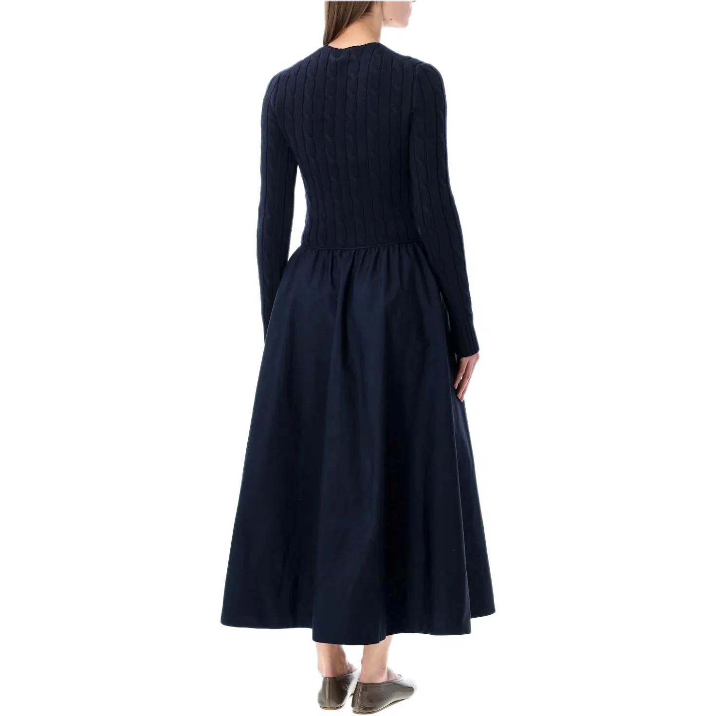Вязаное длинное платье Cable-Knit Polo Ralph Lauren, Marine Blue — фото 4
