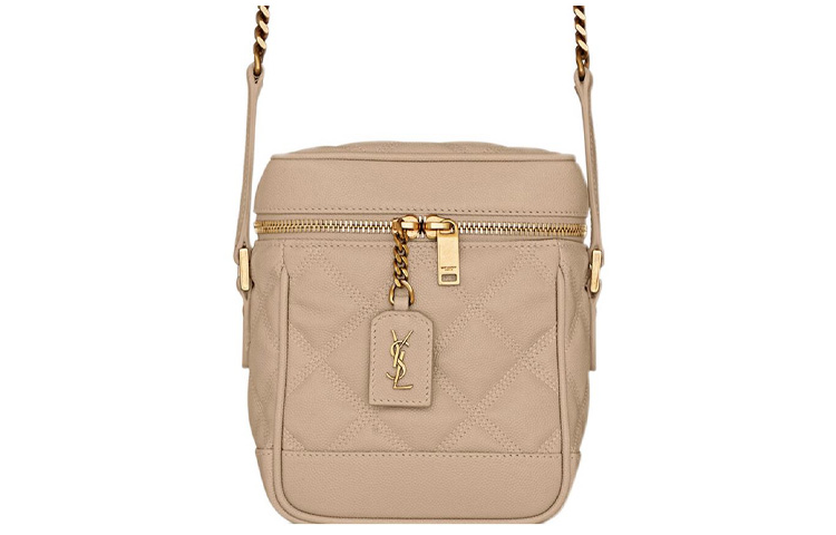 

Saint Laurent Женская сумка Vanity из зернистой кожи с цепочкой, сумка через плечо, сумка на плечо, бежевого цвета