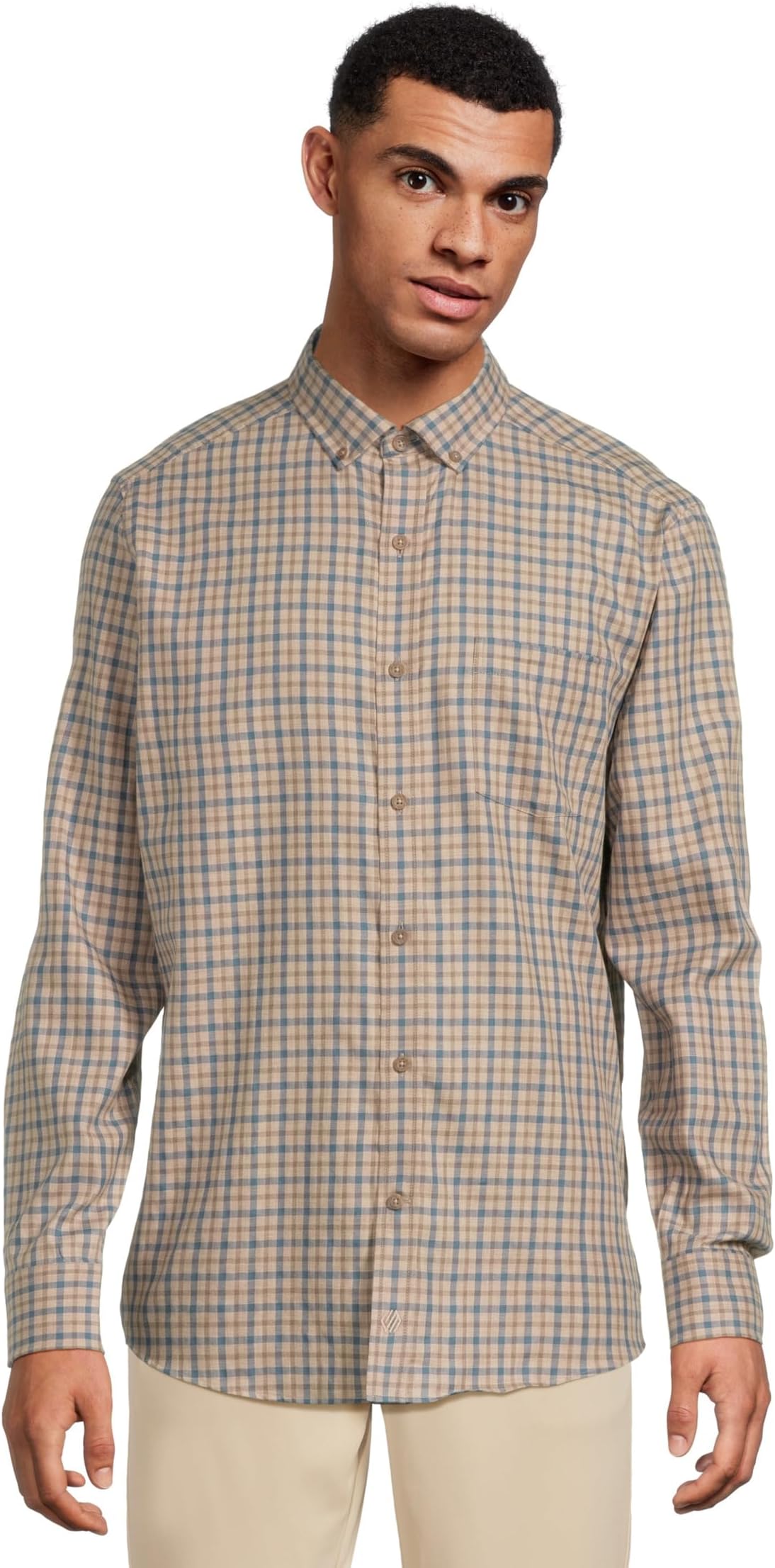 

Рубашка Johnston & Murphy Heathered Shirt, цвет Brown/Navy