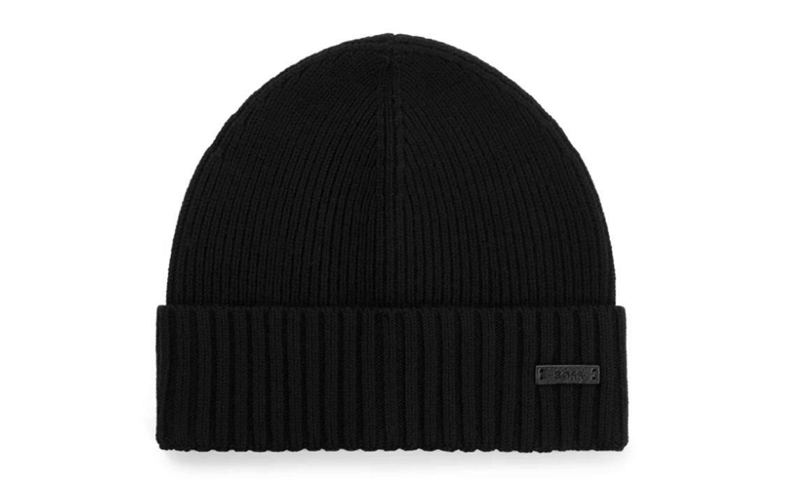 

HUGO BOSS Вязаная шапка с нашивкой логотипа, Black