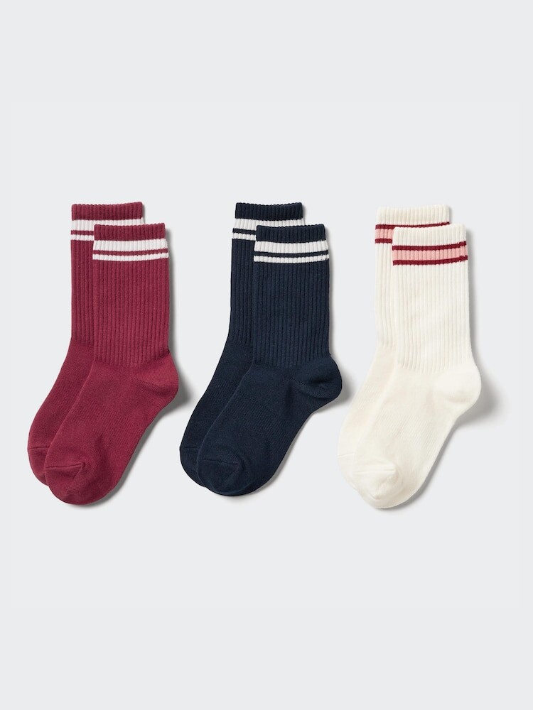

Носки для девочек полосатые, 3 пары Uniqlo, цвет 17 красный