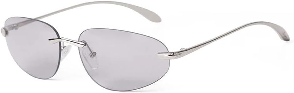 

Роскошные солнцезащитные очки «кошачий глаз» без оправы для мужчин и женщин, модные, с металлическим серебристым покрытием, изогнутая безрамочная конструкция, солнцезащитные очки для мужчин UV400, SUN1667 Generic, C2 Light Gray