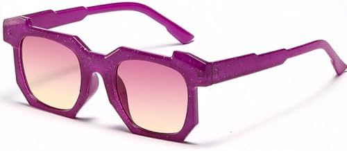 

2027 Персонализированные квадратные солнцезащитные очки для женщин и мужчин в стиле хип-хоп, цветные солнцезащитные очки с защитой от УФ-излучения UV400 MTZJH, Purple Purple